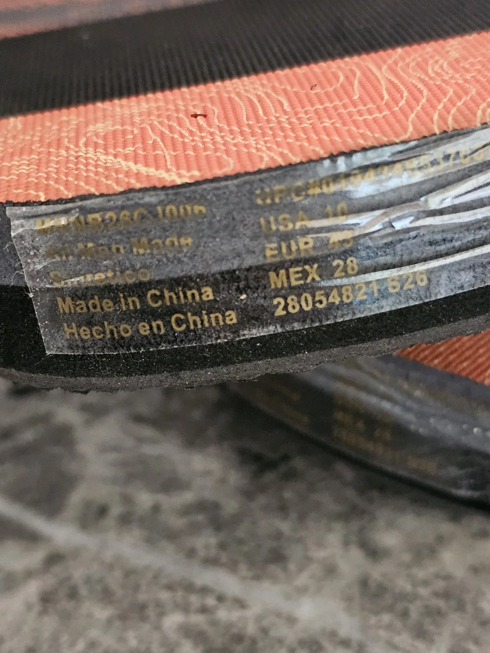 No Boundaries Men’s Black Flip-Flops with Orange and Teal Stripes